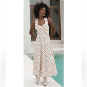 Daughters of India Cream Floral Maxi Dress